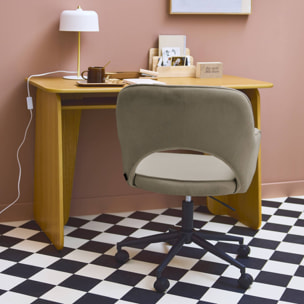 Chaise de bureau à roulettes velours côtelé beige L 60 x P 62 x H 89 / 99cm