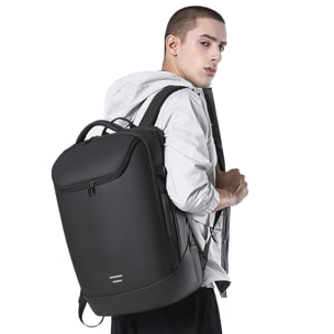 DAM Mochila de 3 compartimentos con capa impermeable, bolsillo porta Laptop 15,6''. Adaptable a Trolley. 34x18x51 Cm. Color: Negro