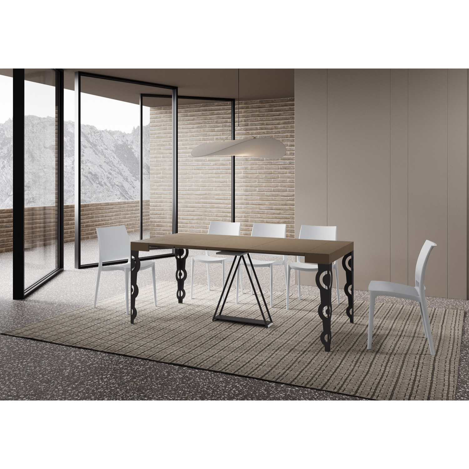 Consolle allungabile 90x40/196 cm Aceres Small tortora telaio antracite