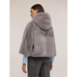 Motivi - Cappa con cappuccio effetto peluche - Grigio