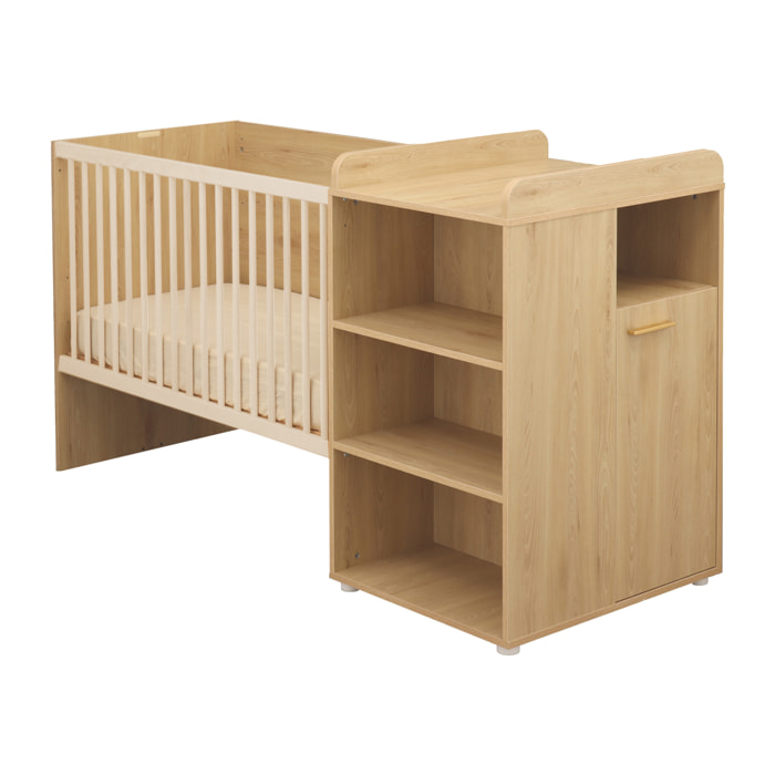 Lit combiné 60x120 évolutif en 90x190 décor bois hêtre