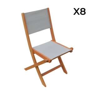 Table de jardin extensible bois d'eucalyptus + 8 assises ARBO + ALMERIA