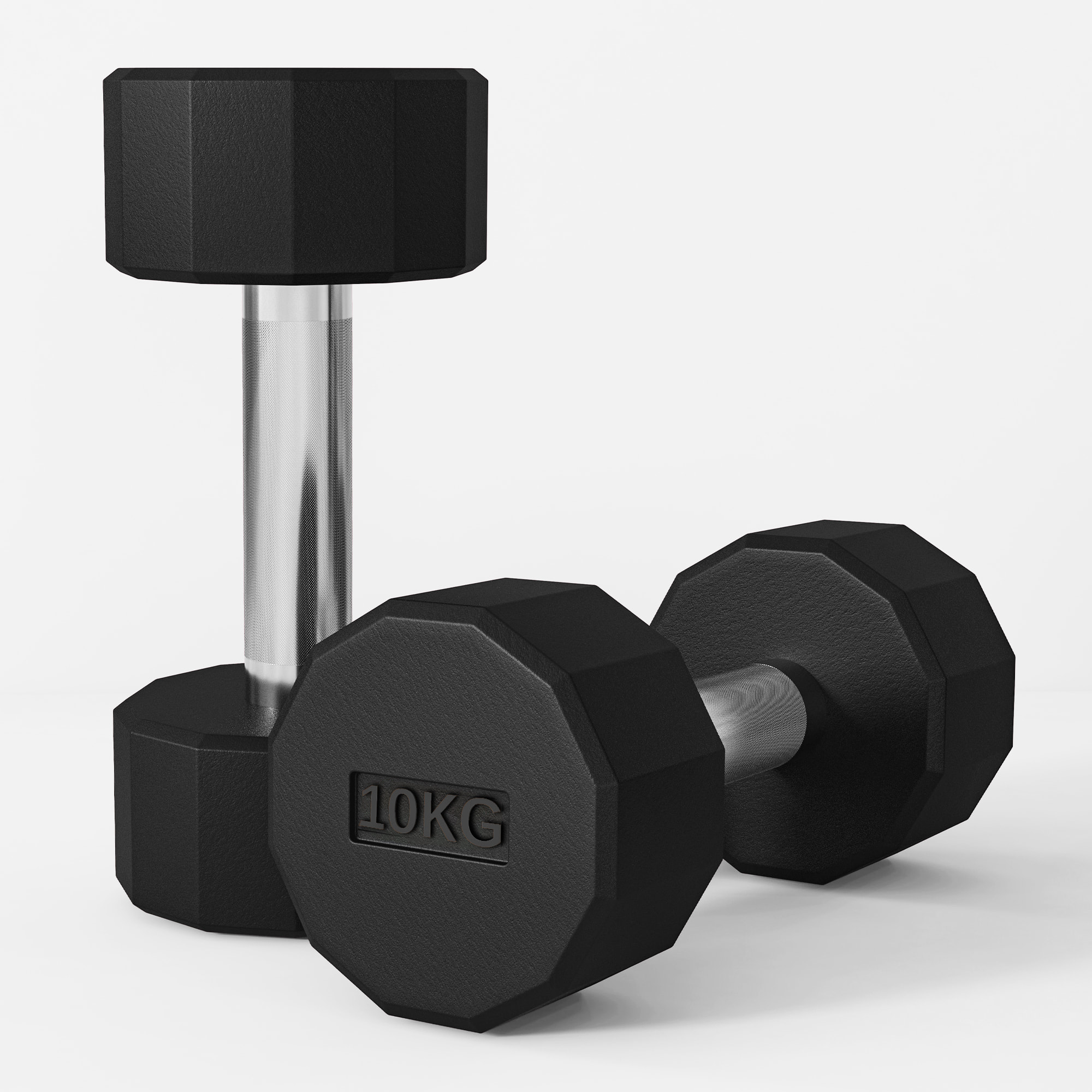 SPORTNOW Juego de Mancuernas Dodecagonales, 2 x 10 kg, de Metal, Recubiertas de Goma, Juego de Pesas con Agarres Antideslizantes para Entrenamiento en Casa, Gimnasio y Oficina, Negro