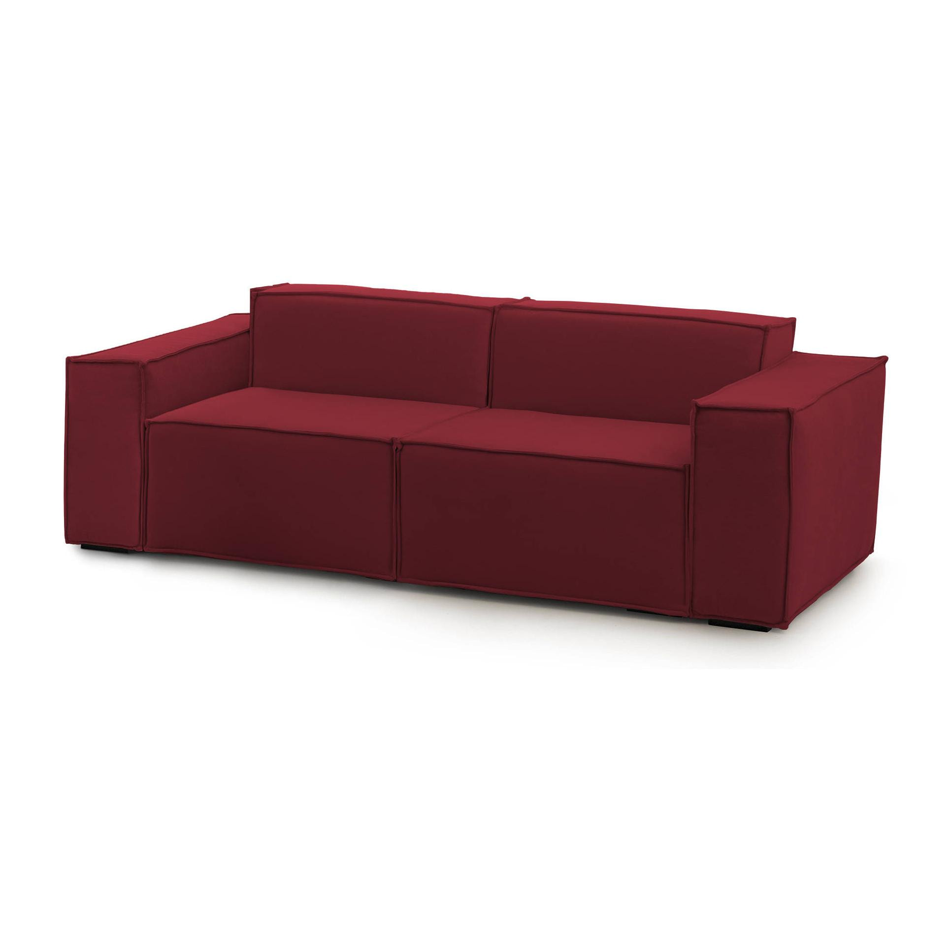 Divano fisso Paola, Divano componibile a 2 posti lineare, 100% Made in Italy, Sofà moderno da soggiorno in tessuto, Cm 220x95h70, Rosso