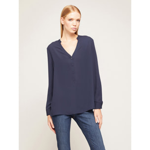 Motivi - Blusa vaporosa con escote serafín - Azul