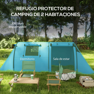 Tienda de Campaña Familiar para 3 Personas Tienda Camping Plegable Ligera con Puertas Ventallas Gancho Bolsa de Transporte Impermeable 3000 mm para Playa Senderismo 470x220x150cm Azul Celeste