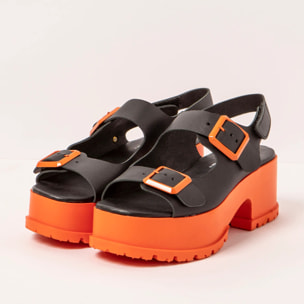 Sandalias con tacón 1821 NAPPA BLACK-ORANGE/ MANCHESTER color Black-orange