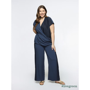 Fiorella Rubino - Blusa incrociata in viscosa ECOVERO™ - Blu