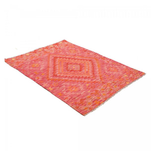 Tapis kilim géométrique, tissé plat en laine, UZIJELE