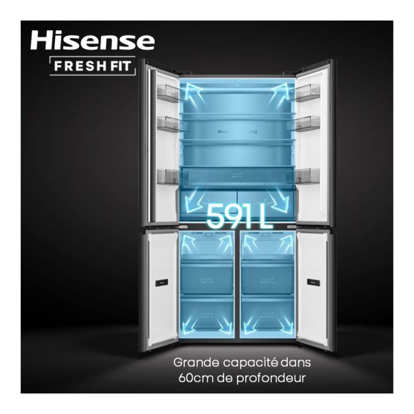 Réfrigérateur multi portes HISENSE RQ768N4GBE freshfit