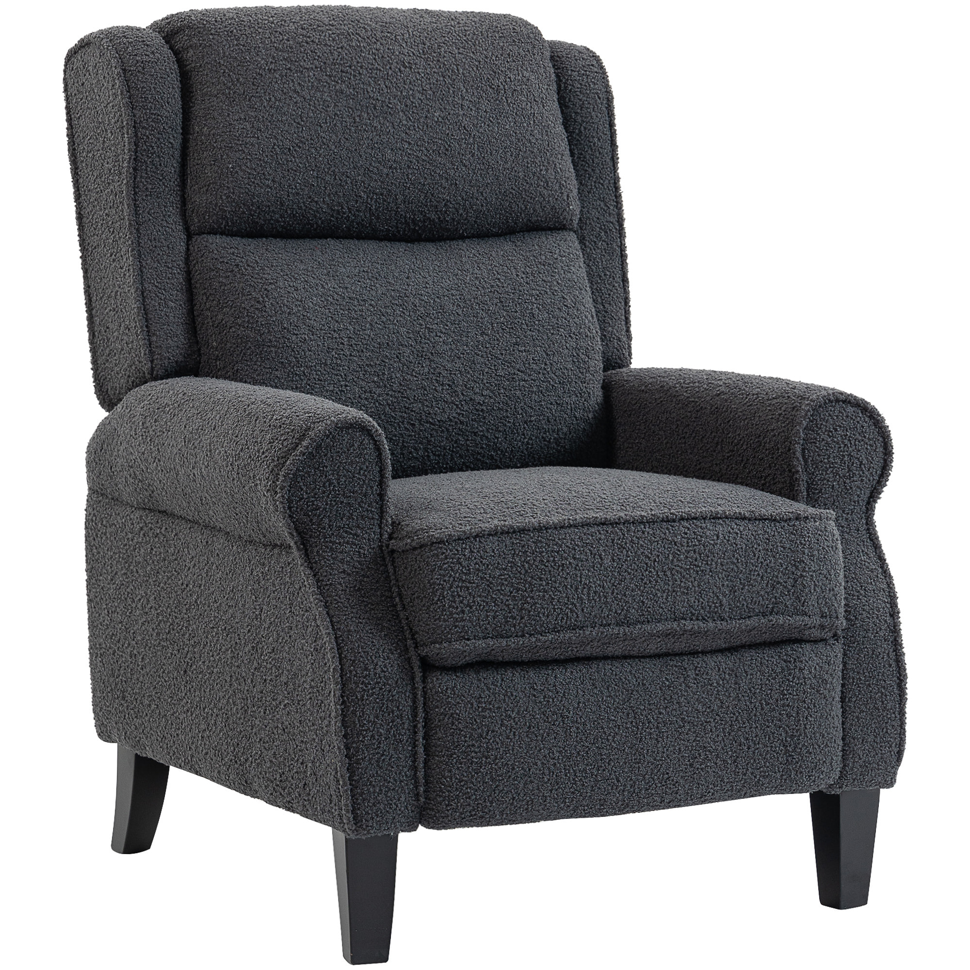 Fauteuil classique chic inclinable bouclette anthracite