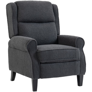 Fauteuil classique chic inclinable bouclette anthracite