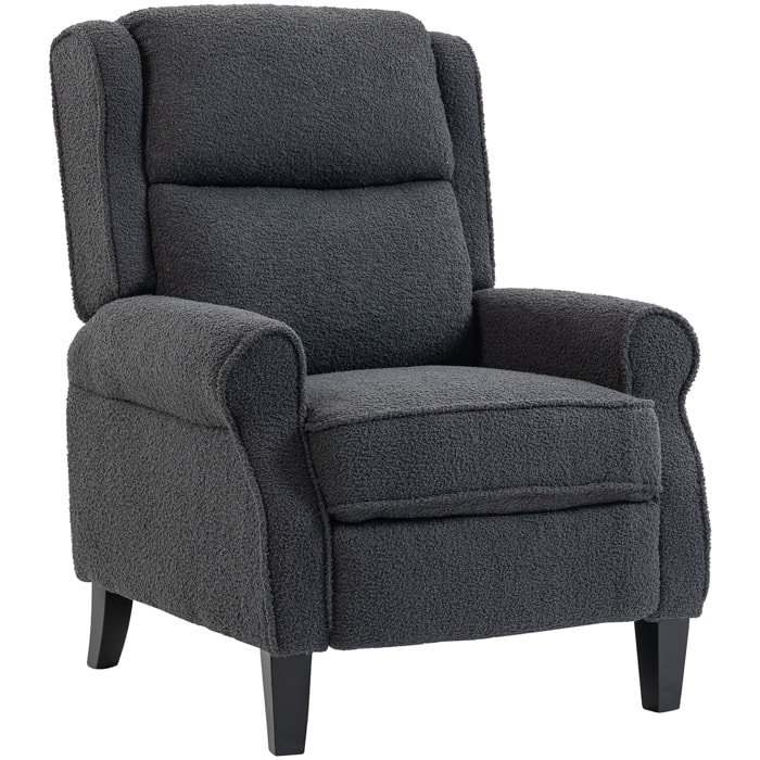 Fauteuil classique chic inclinable bouclette anthracite