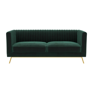 Canapé 2 places en velours vert foncé - Gatsby