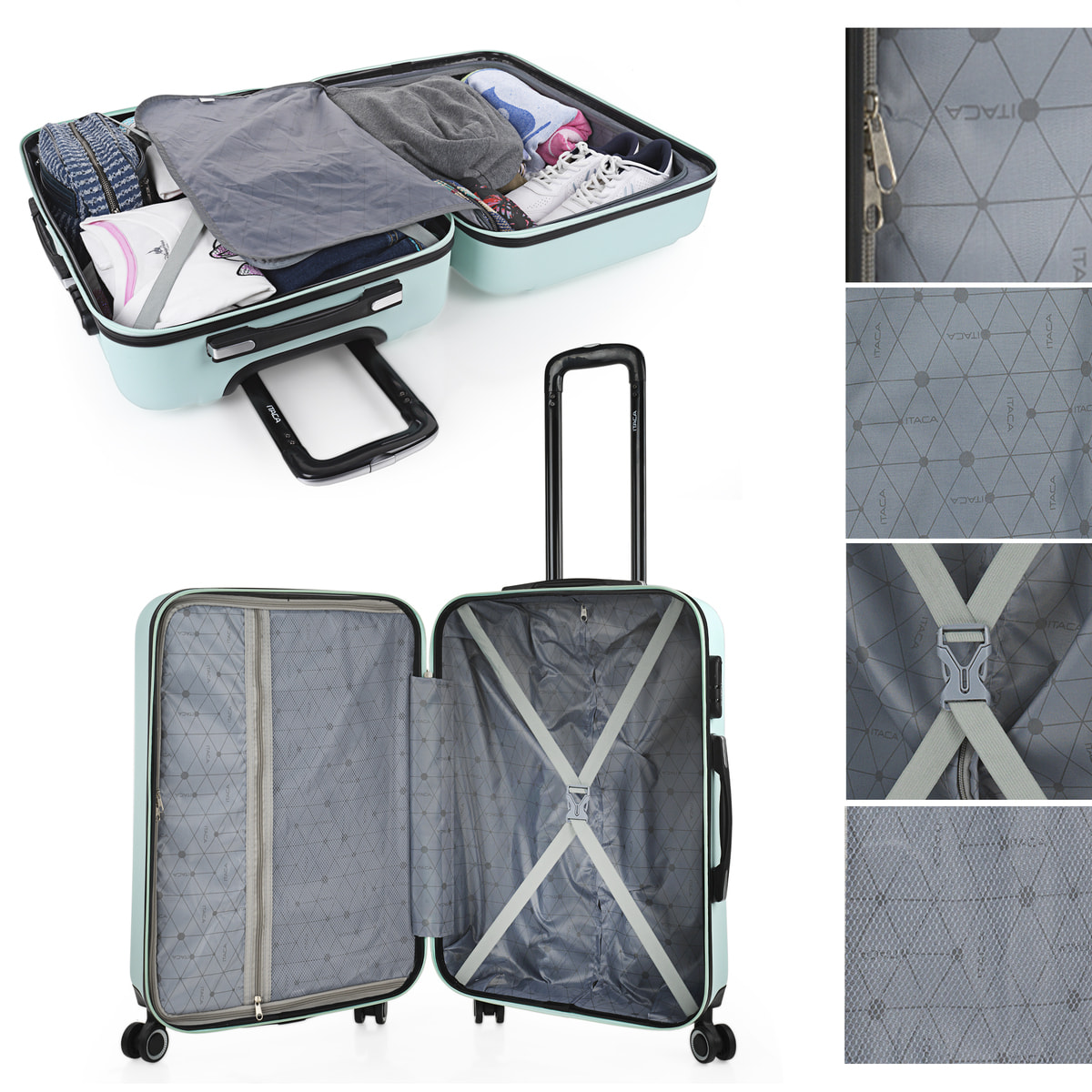 Juego De Maletas Rígidas Abs Itaca Tiber Verde Menta