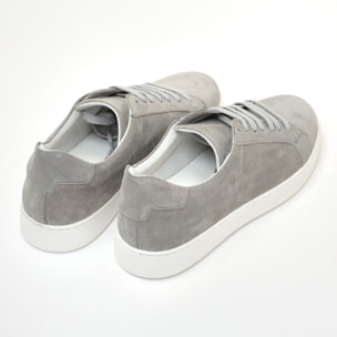 Sneakers stringate in camoscio Grigio
