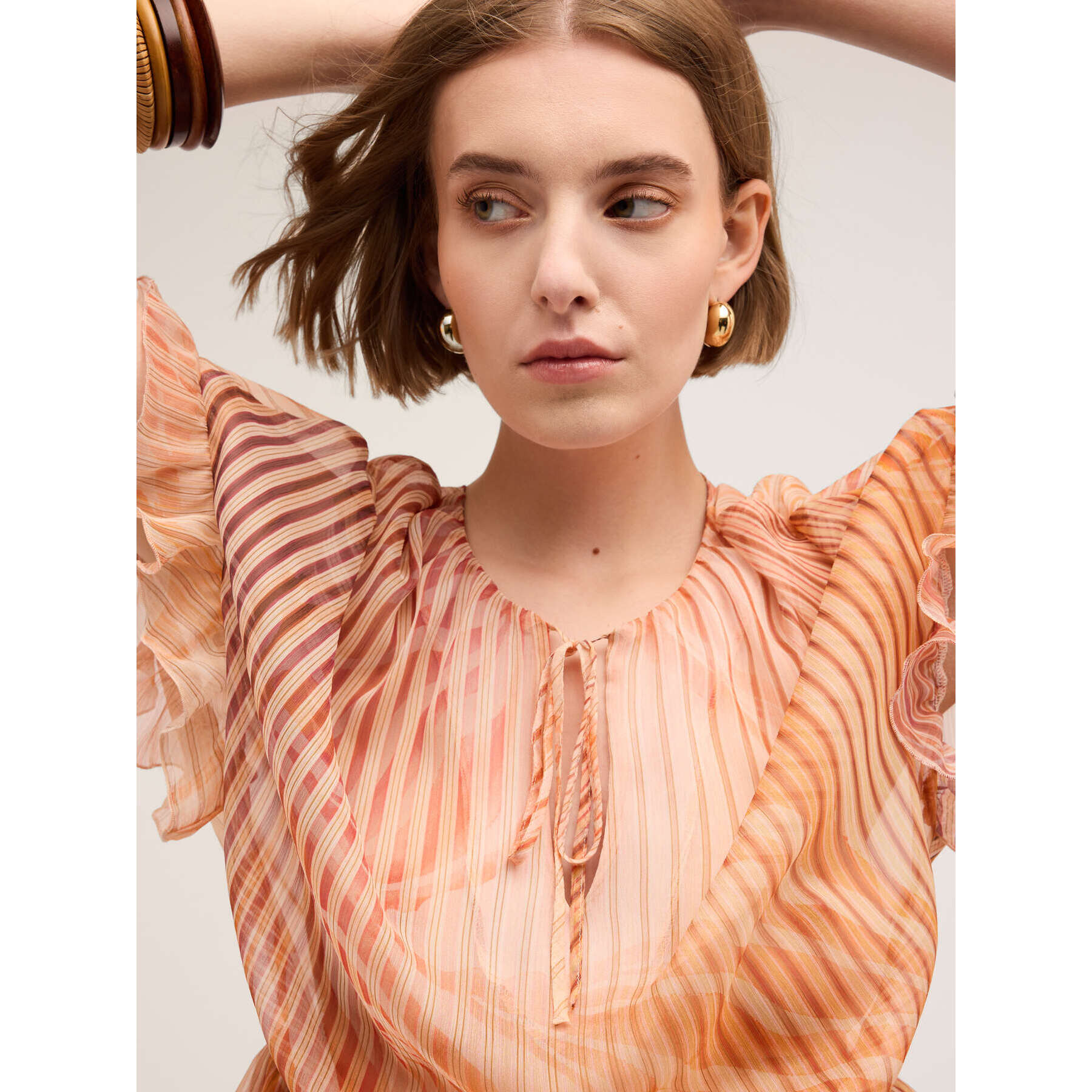 Motivi - Blusa estampada con volantes - Rosa
