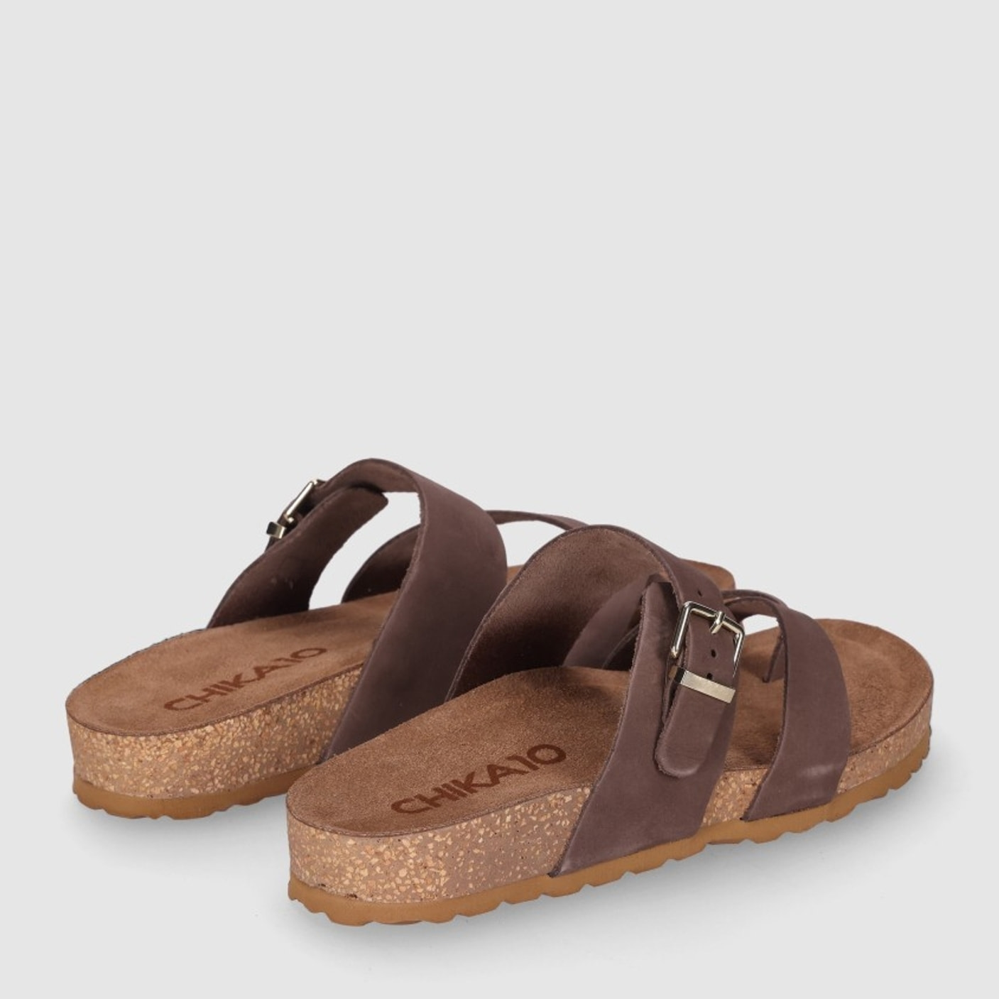 Sandalias de Piel - Marron - Tacón: Bajo