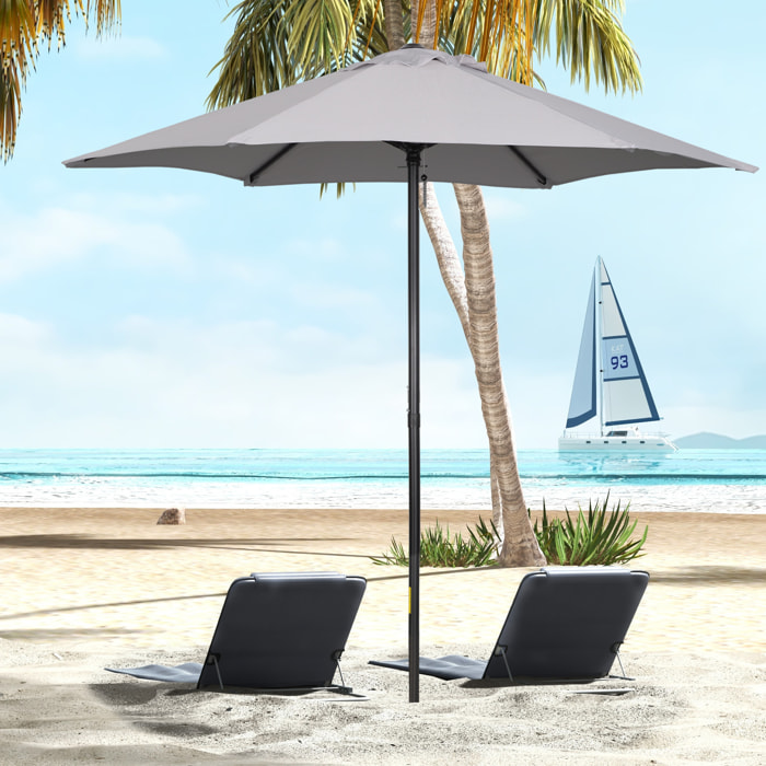Sombrilla de Terraza Exterior Ø2x2 m Parasol de Terraza Exterior con Techo de Ventilación y Poste Desmontable de Aluminio Sombrilla para Jardín Patio Gris Claro
