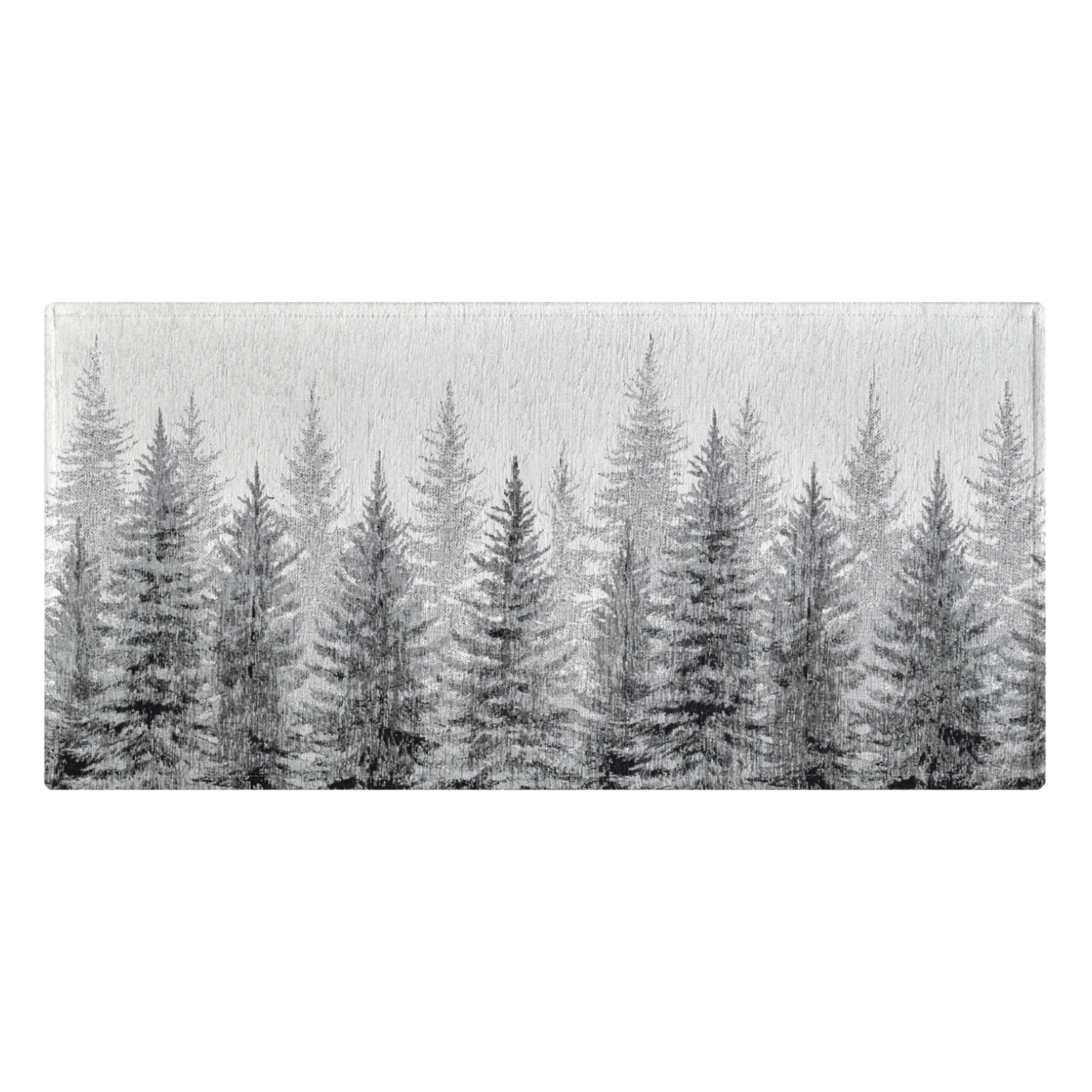 Tappeto Jacquard Ideale Cucina Ingresso Made In Italy Antiscivolo, Lavabile, Morbido Disegno Abeti Grigio By Suardi