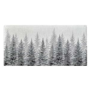 Tappeto Jacquard Ideale Cucina Ingresso Made In Italy Antiscivolo, Lavabile, Morbido Disegno Abeti Grigio By Suardi