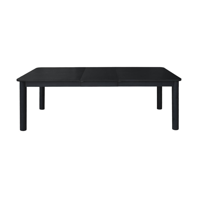 Table à manger rectangulaire extensible bois d'hévéa et placage chêne noir 6 à 10 places - 170-270cm - Solene