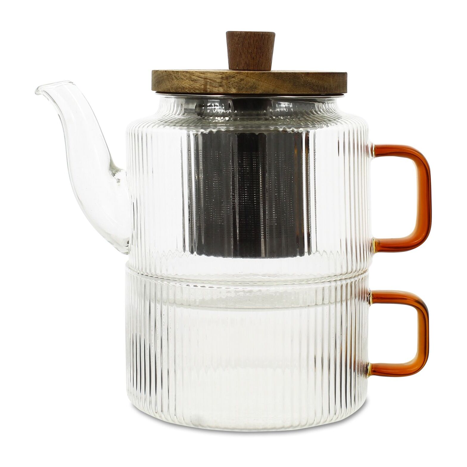 Théière en verre et anse ambre 400ml et tasse assortie 25cl KARL