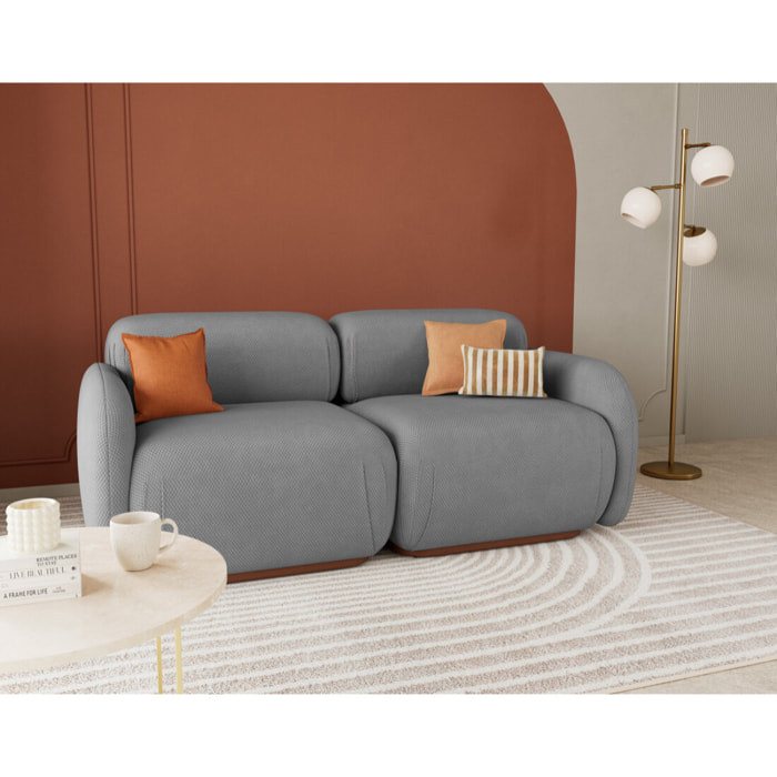 Penelope - canapé droit modulable 2 places en velours texturé - Gris