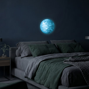Stickers Muraux décoration adhésifs Terre phosphorescente bleue 30cm