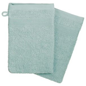 Lot de 2 gants de toilette - coton 450 gr/m² - bleu givre 15x21 cm
