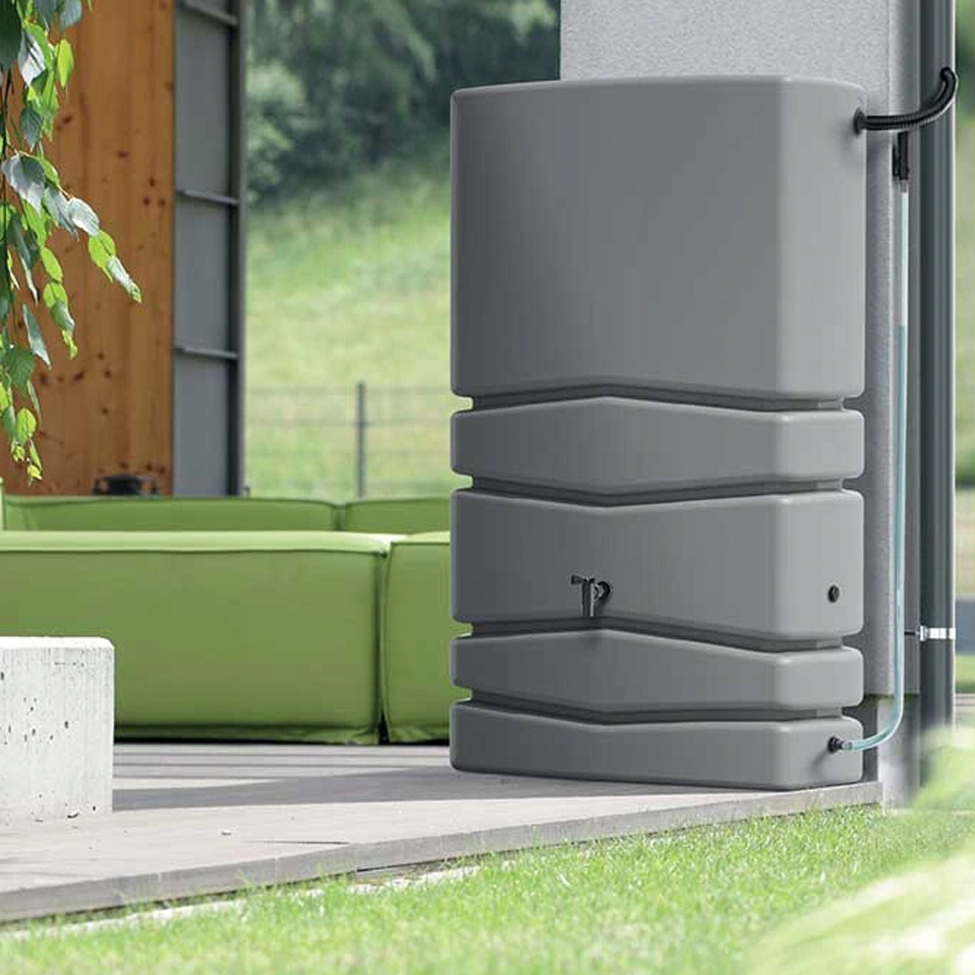 Barril de captación de agua aqua tower 350l., dimensiones (mm) 775x383x1350, color antracita