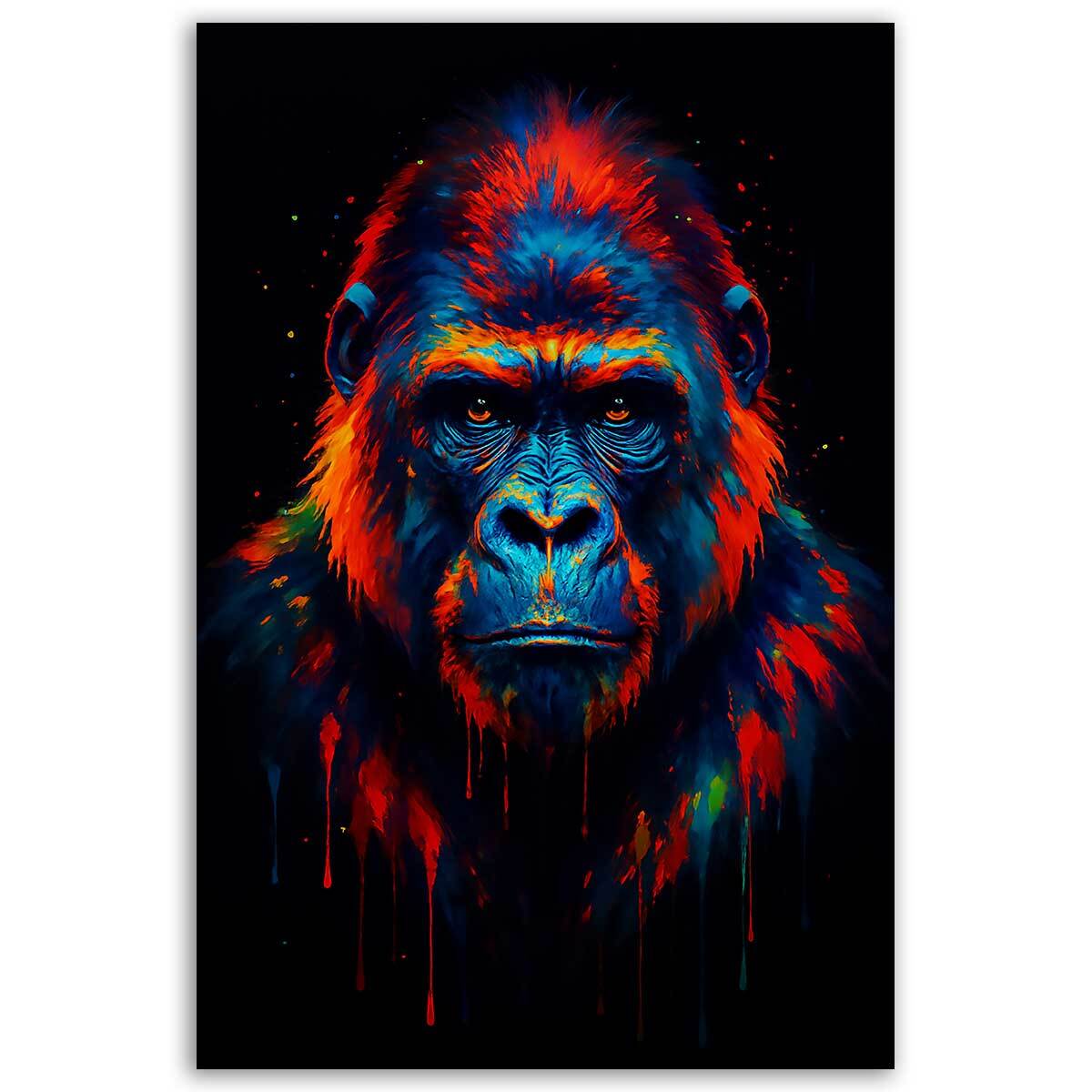 Tableau gorille couleurs intenses Toile imprimée