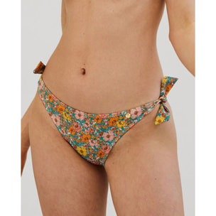 Braga de bikini clásica con lazos y estampado de flores