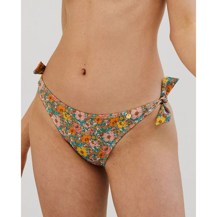 Braga de bikini clásica con lazos y estampado de flores