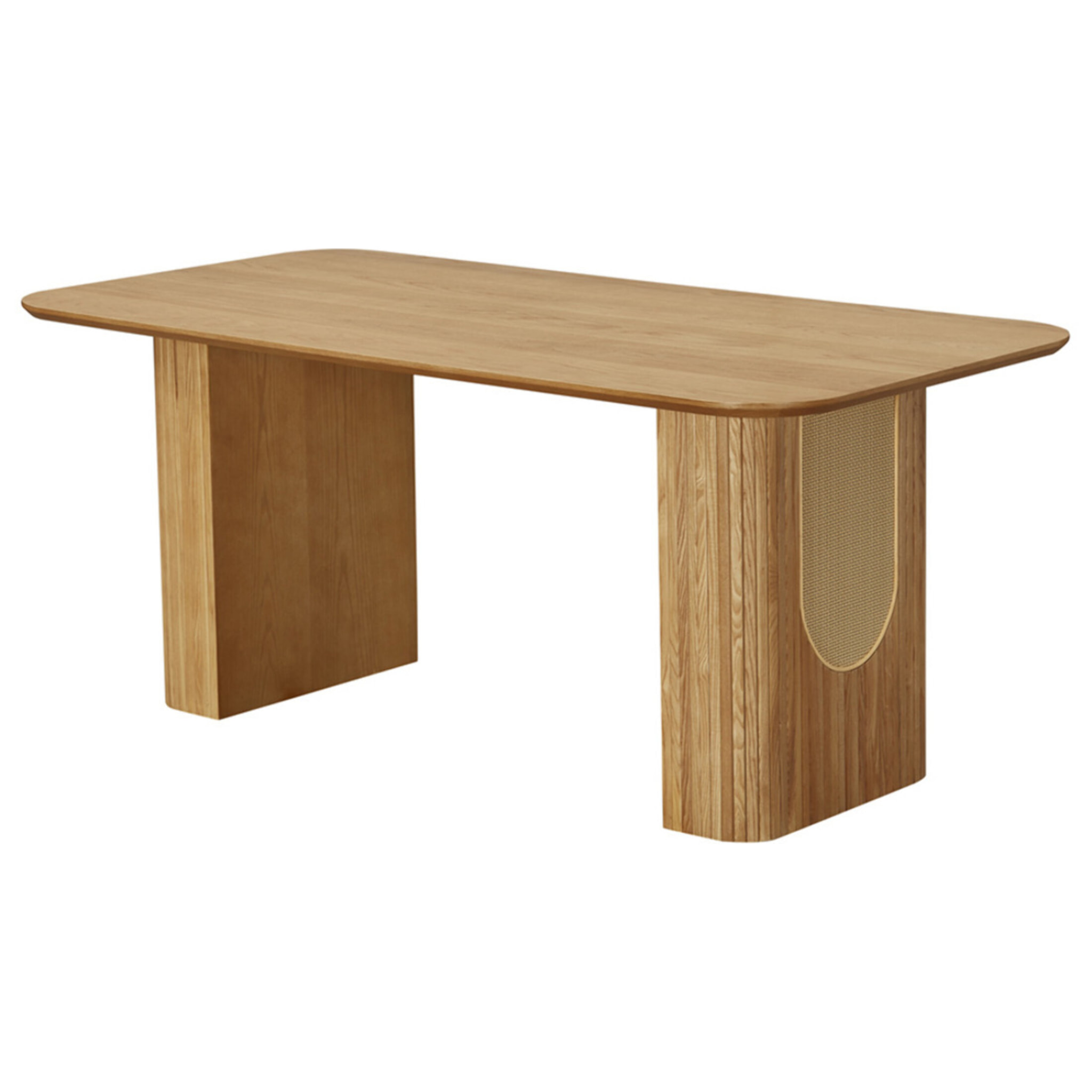 Milazzo - table à manger - bois plaqué chêne et cannage - 180 cm - Bois