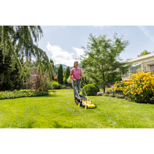 Tondeuse à gazon sur batterie Karcher LMO 3-18- coupe 34 cm- mulshing kit- bac 35l- 3500 tr/min- 350m²