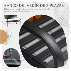 Banco de Jardín de Metal Banco de Exterior de 2 Plazas con Reposabrazos Carga 240 kg para Patio Terraza 127x58x82 cm Negro