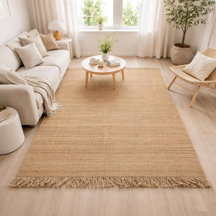 Tapis jute fait main motif uni FONO