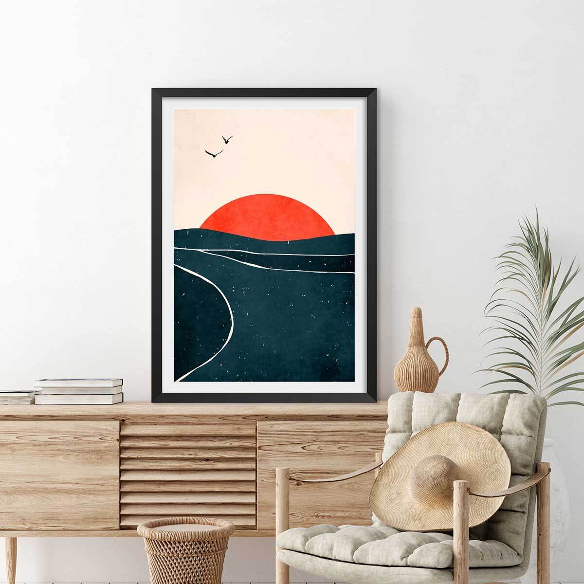Affiche paysage Brise au sunset Affiche sous cadre noir