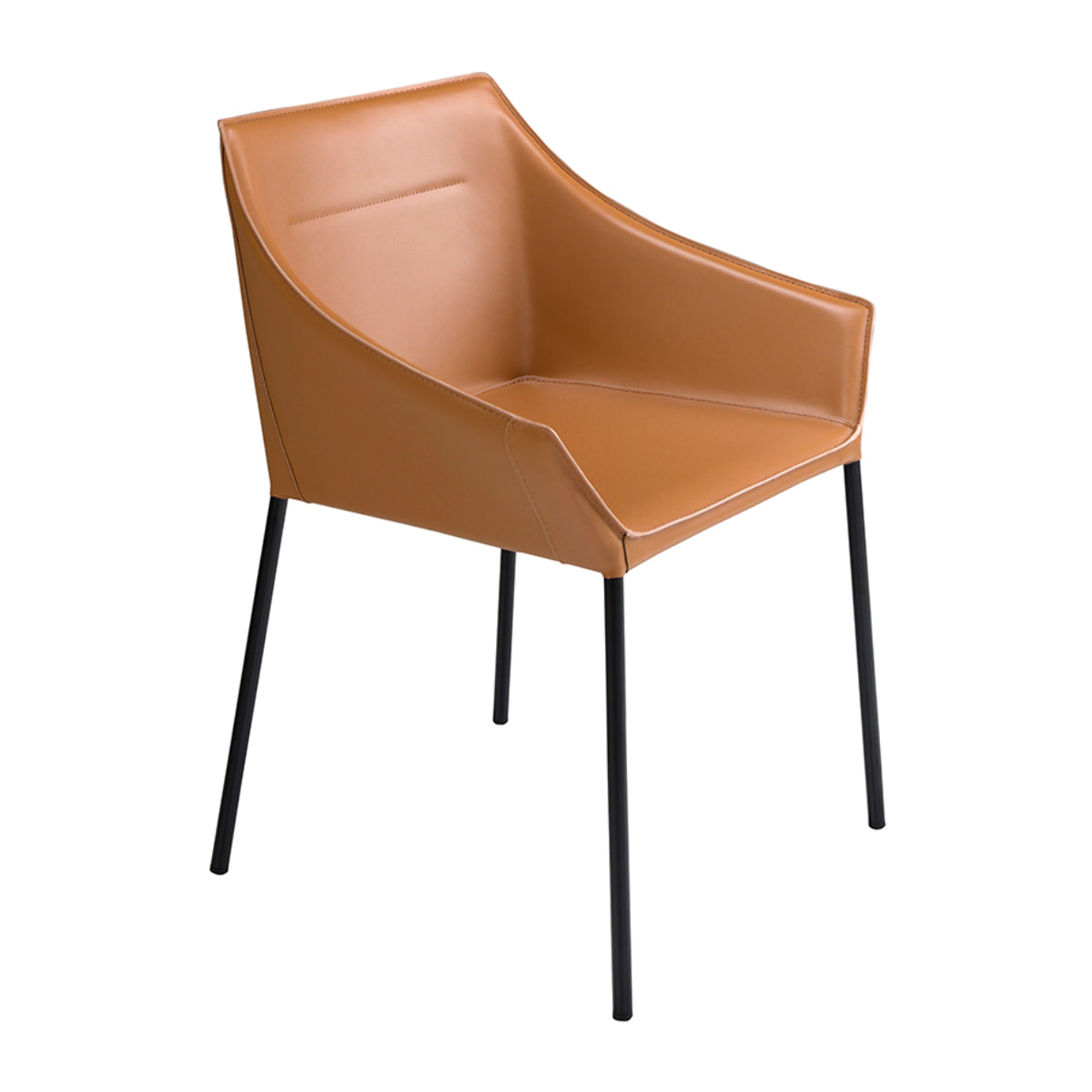 Silla Angel Cerdá con asiento y respaldo tapizados en polipiel en marrón patas de acero inoxidable en negro mate 62x60x79cm