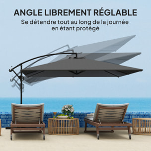 Parasol déporté rectangulaire XXL – Inclinable et rotatif 360°