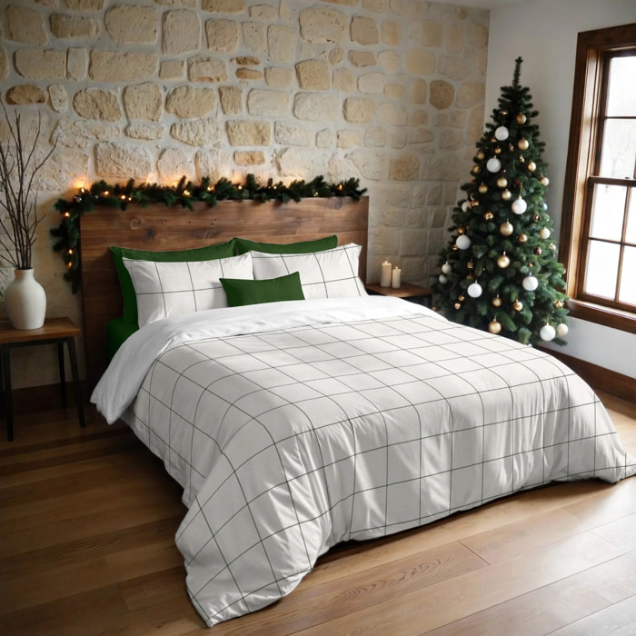Housse de couette avec pressions Green Windowpana
