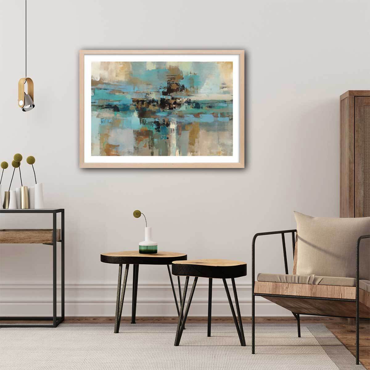 Affiche Fjord Affiche + cadre en bois - Chêne