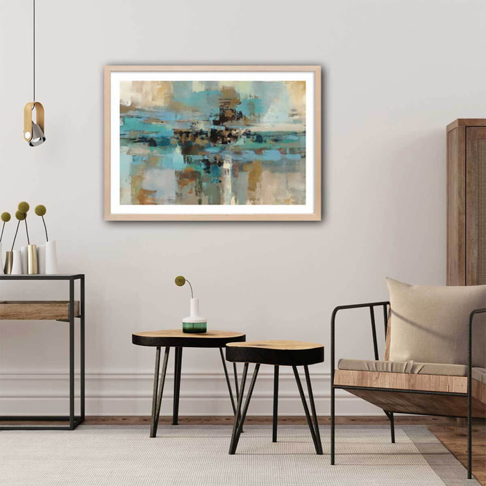 Affiche Fjord Affiche + cadre en bois - Chêne