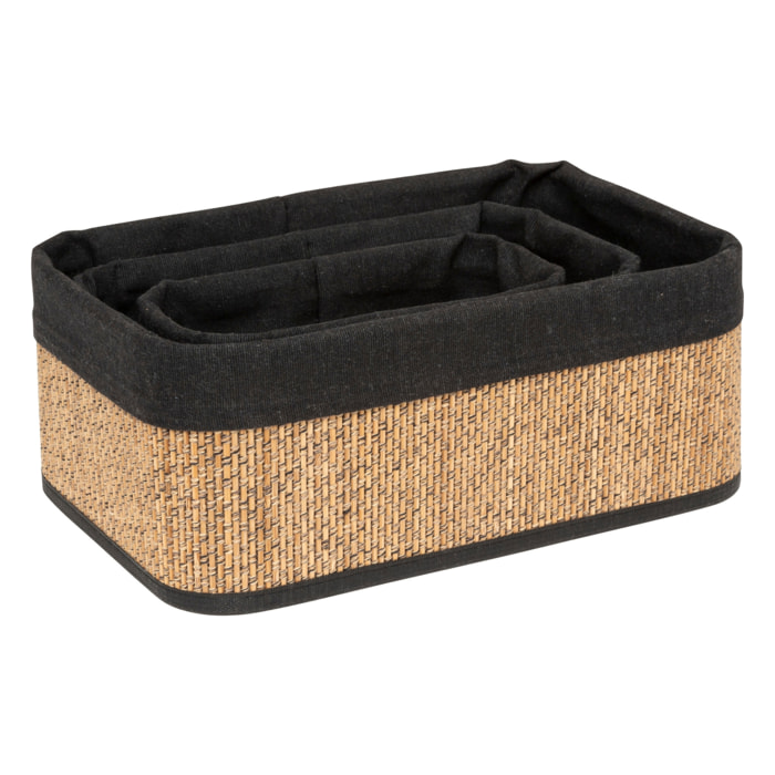Set de 3 paniers en bambou - Marron Clair