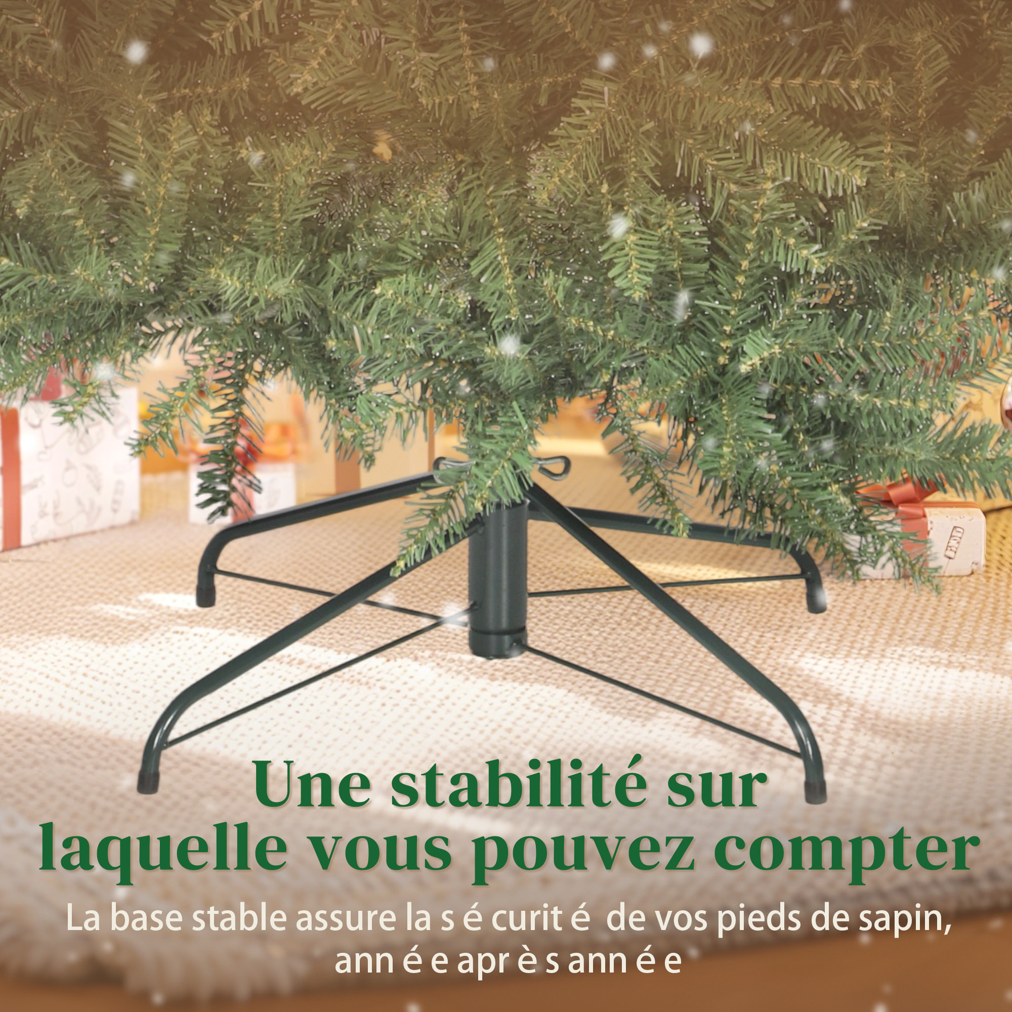 Sapin de Noël artificiel Ø130 x 210H cm 2641 branches épines imitation épicéa grand réalisme vert