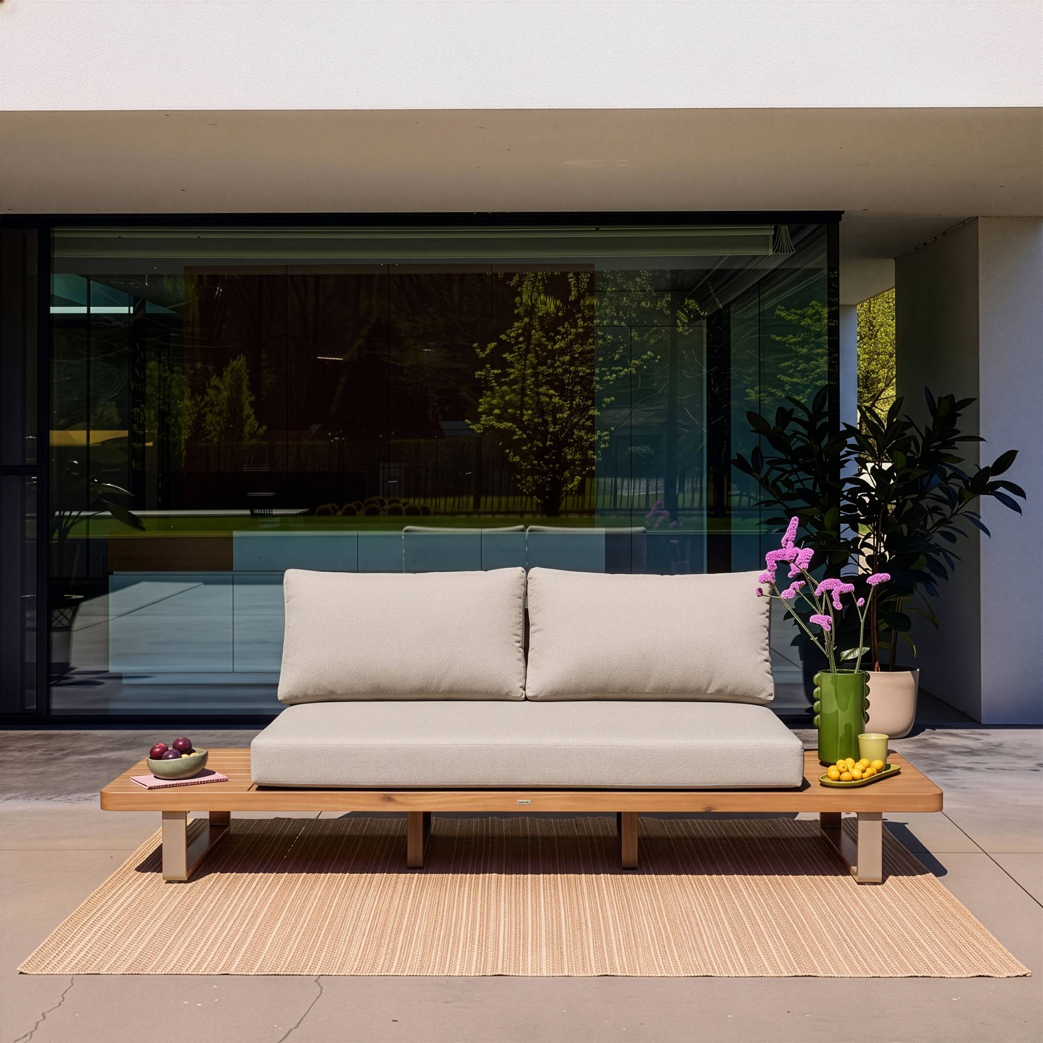 Banquette de jardin bois d'acacia et aluminium 2 places ACALIA LATIKA