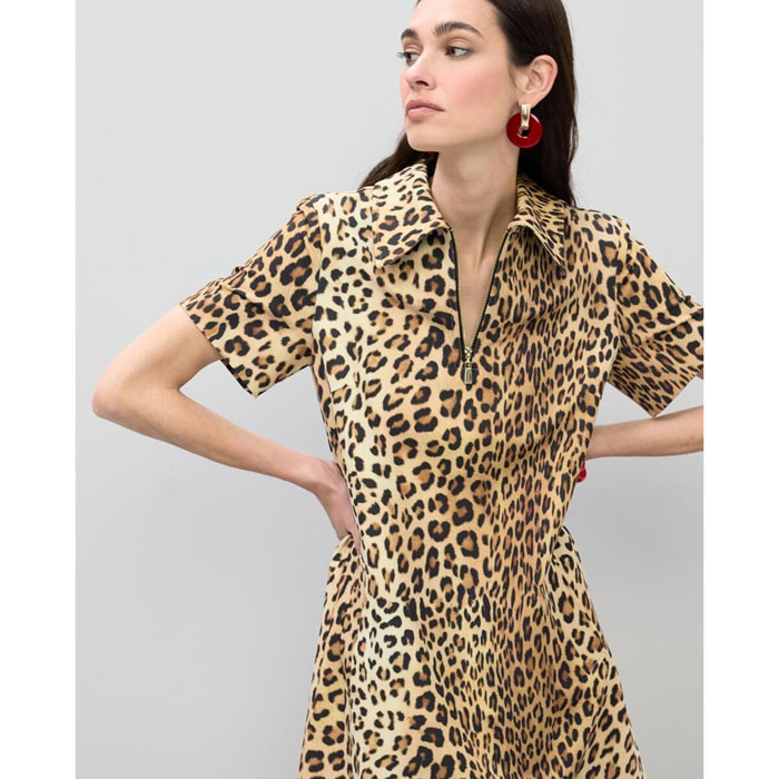Abito corto con stampa animalier