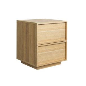Lot de 2 tables de chevet effet bois 2 tiroirs naturel L 42 x P 38 x H 48cm - Kuba