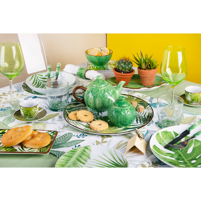 Set de 6 assiettes de service en céramique Excelsa – Foliage, 20x12,5 cm, Vert